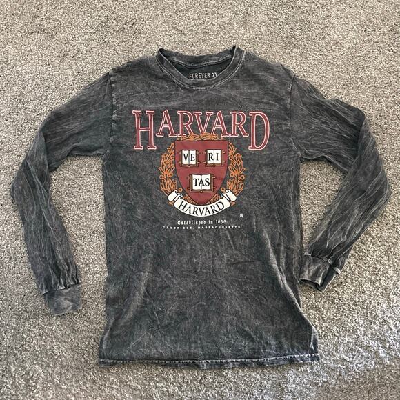 Harvard Grey Acid Washed Distressed Long Sleeve Shirt Size Men's Small - Picture 1 of 3